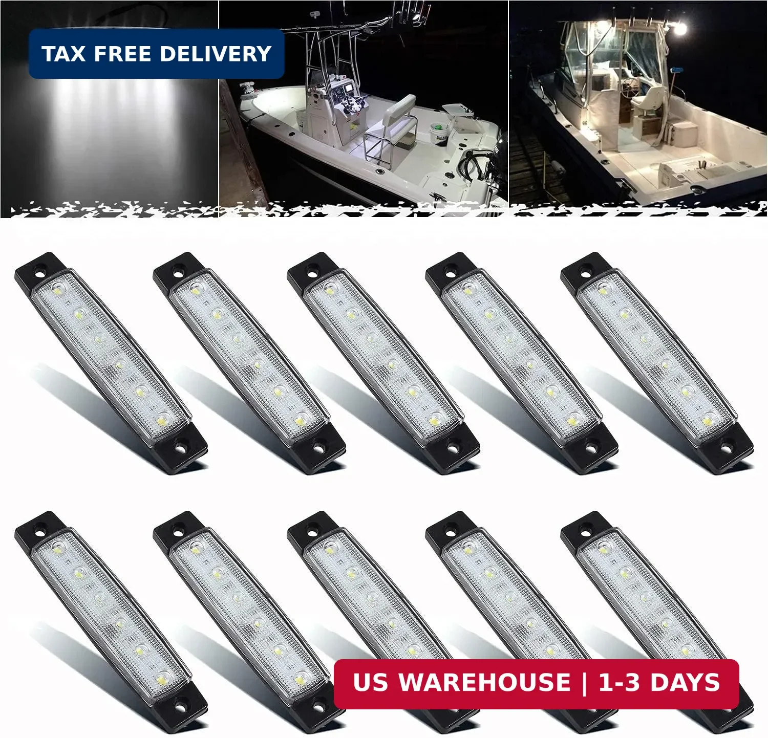 PSEQT LED Boat Interior Lights Marine Courtesy Light Strip Deck Transom Cockpit