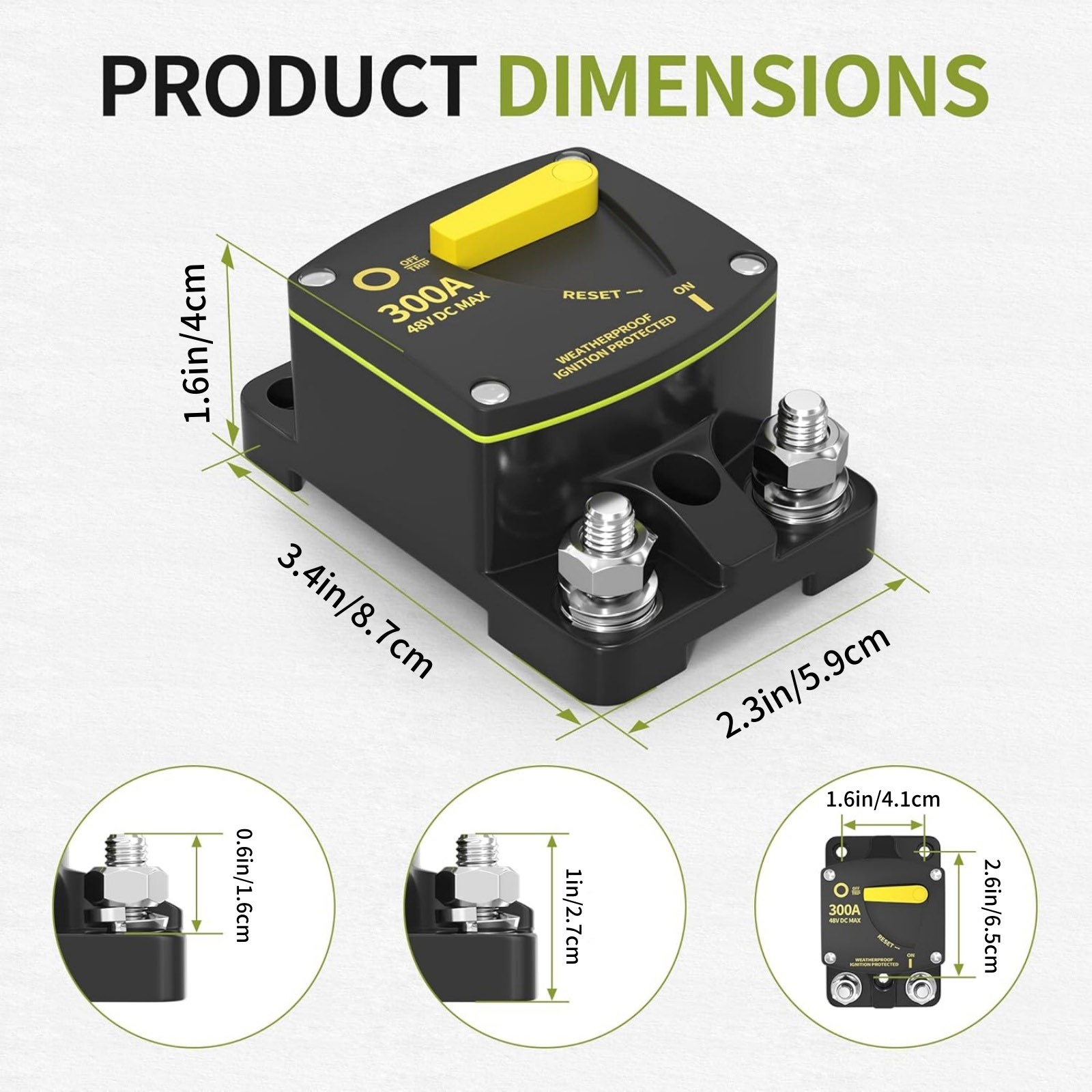 300 Amp 12-48V DC Circuit Breaker For Car Audio RV Marine Boat Truck Motors