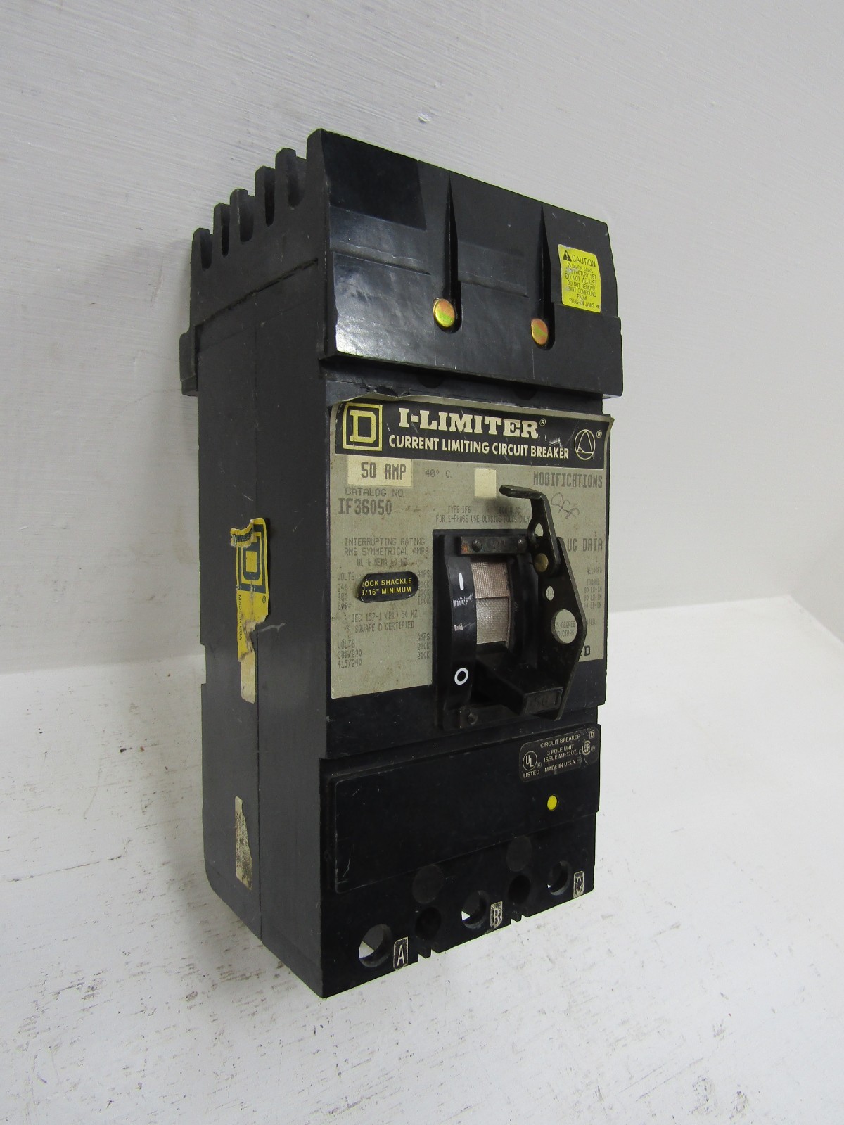 Square D IF36050 50 Amp 600V I-Limiter I-Line Circuit Breaker 50A 3-Pole 600 VAC
