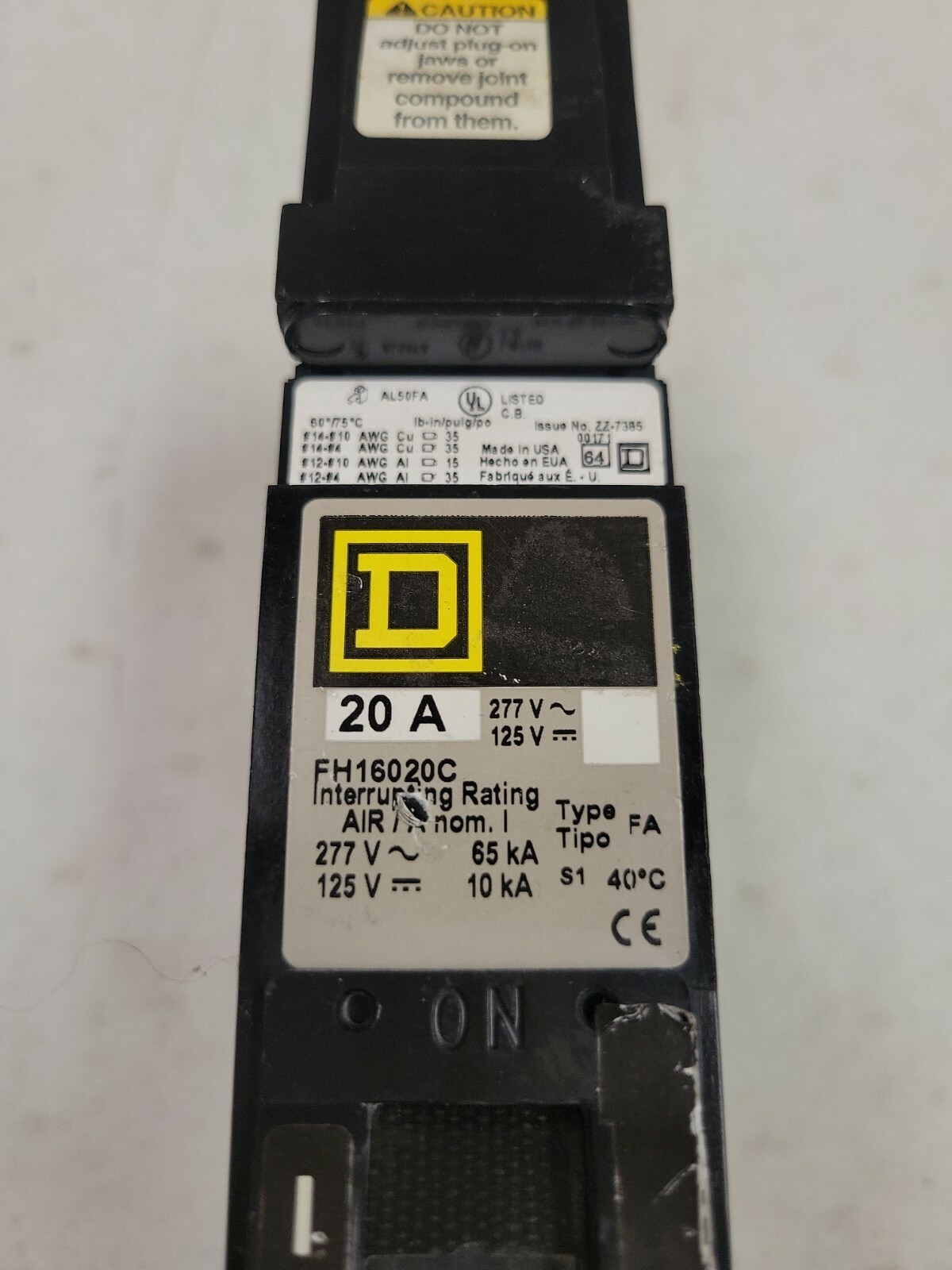 Square D I-Line FH16020C 20A Circuit Breaker Green Label 277V FA 1 Pole 20 Amp