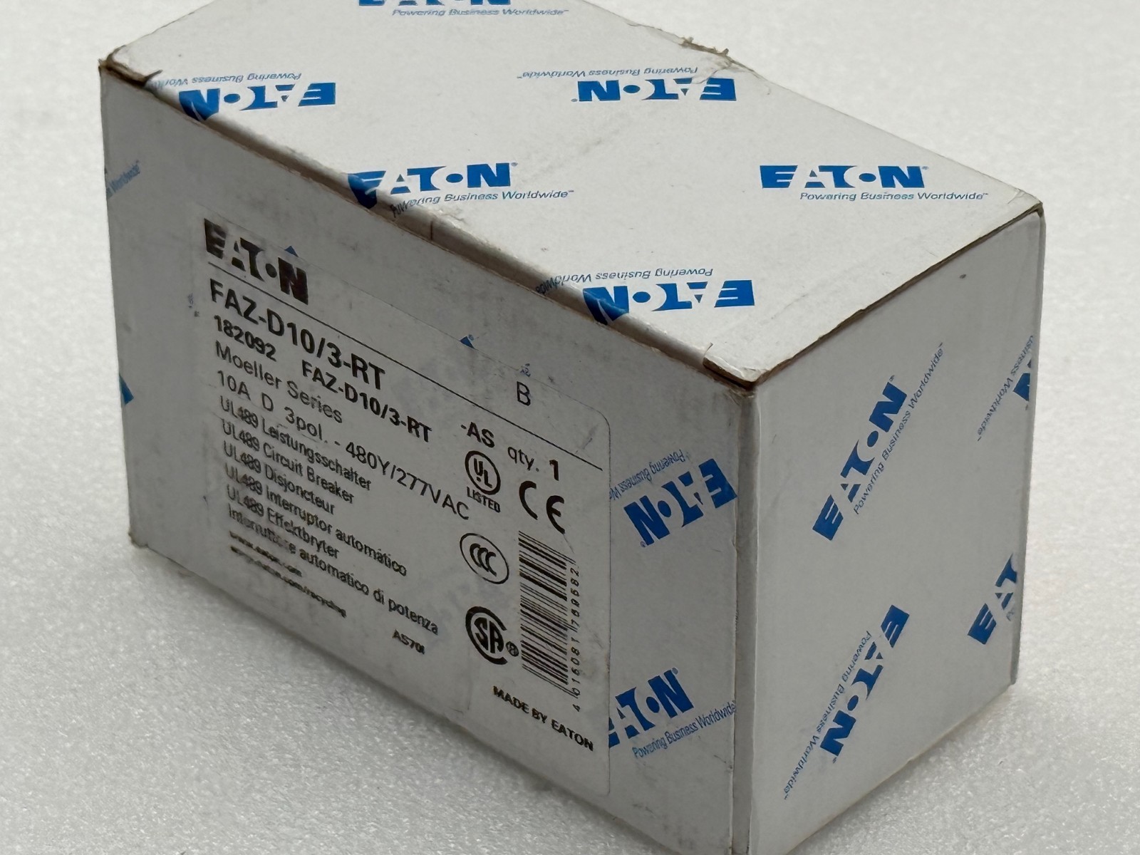 Eaton FAZ-D10/3-RT Moeller Series 3 Phase Circuit Breaker New in Box Surplus