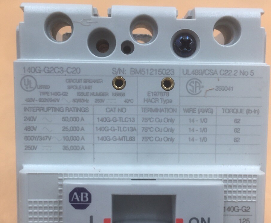 HOUSTON STOCK NEW AB 140G-G2C3-C20 TYPE 140G 20 AMP 600V FREE 2 DAY AIR SHIPPING