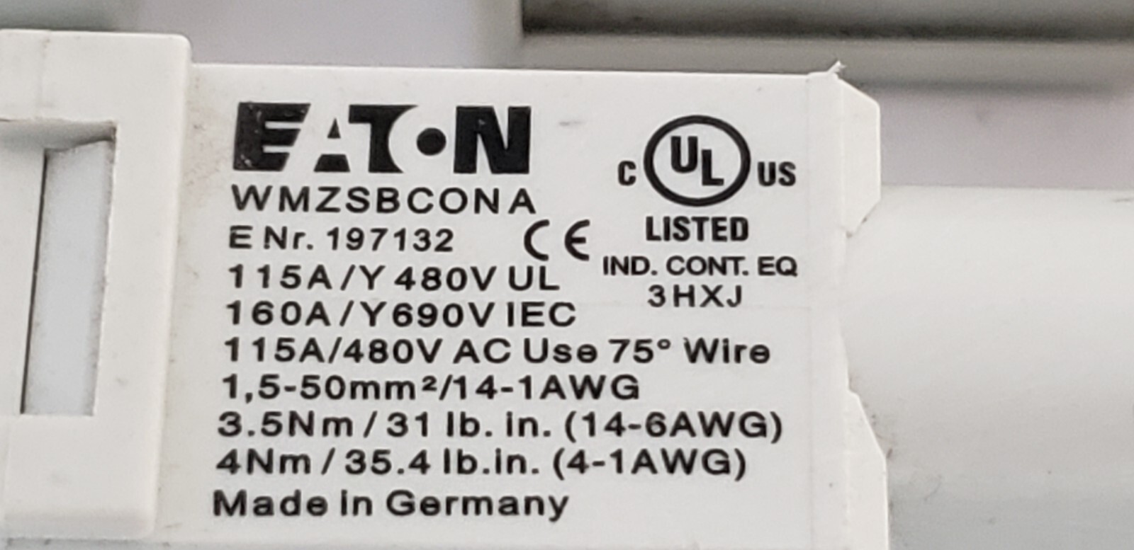 EATON WMZSBCONA PROTECTOR CONNECTORS, 1,5-50mm2 / 14-1 AWG (LOT OF 5) NNB