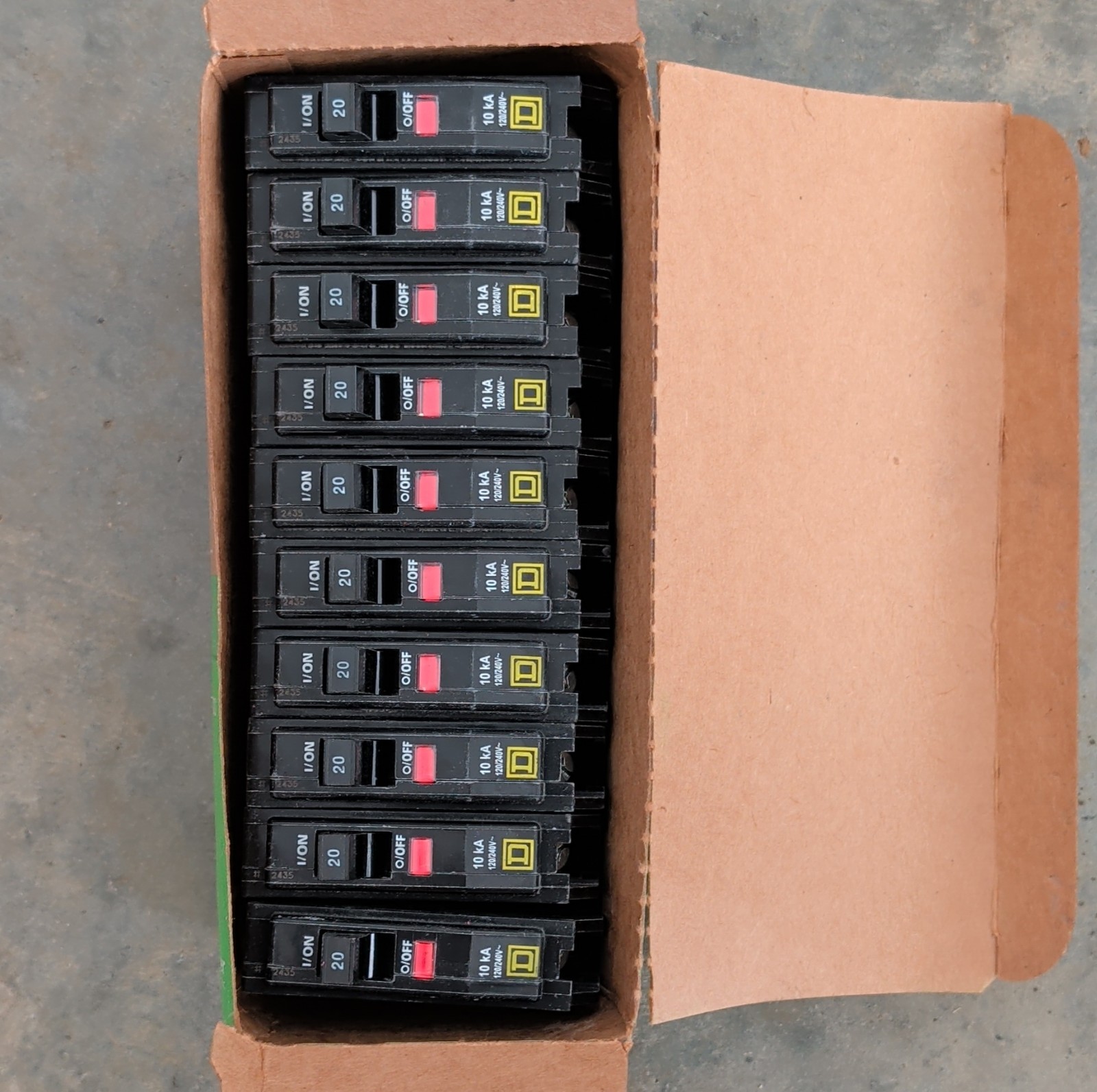 Square D Schneider Electric QOB120 20A Single Pole Bolt-On Circuit Breaker 10 P…