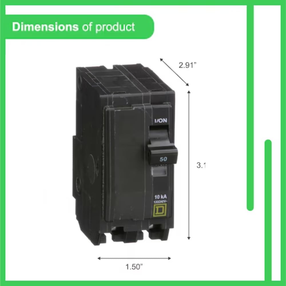 Genuine Square D QO250 Circuit Breaker Kit, 50 Amp (50A) Double Pole (2 Pole), 1