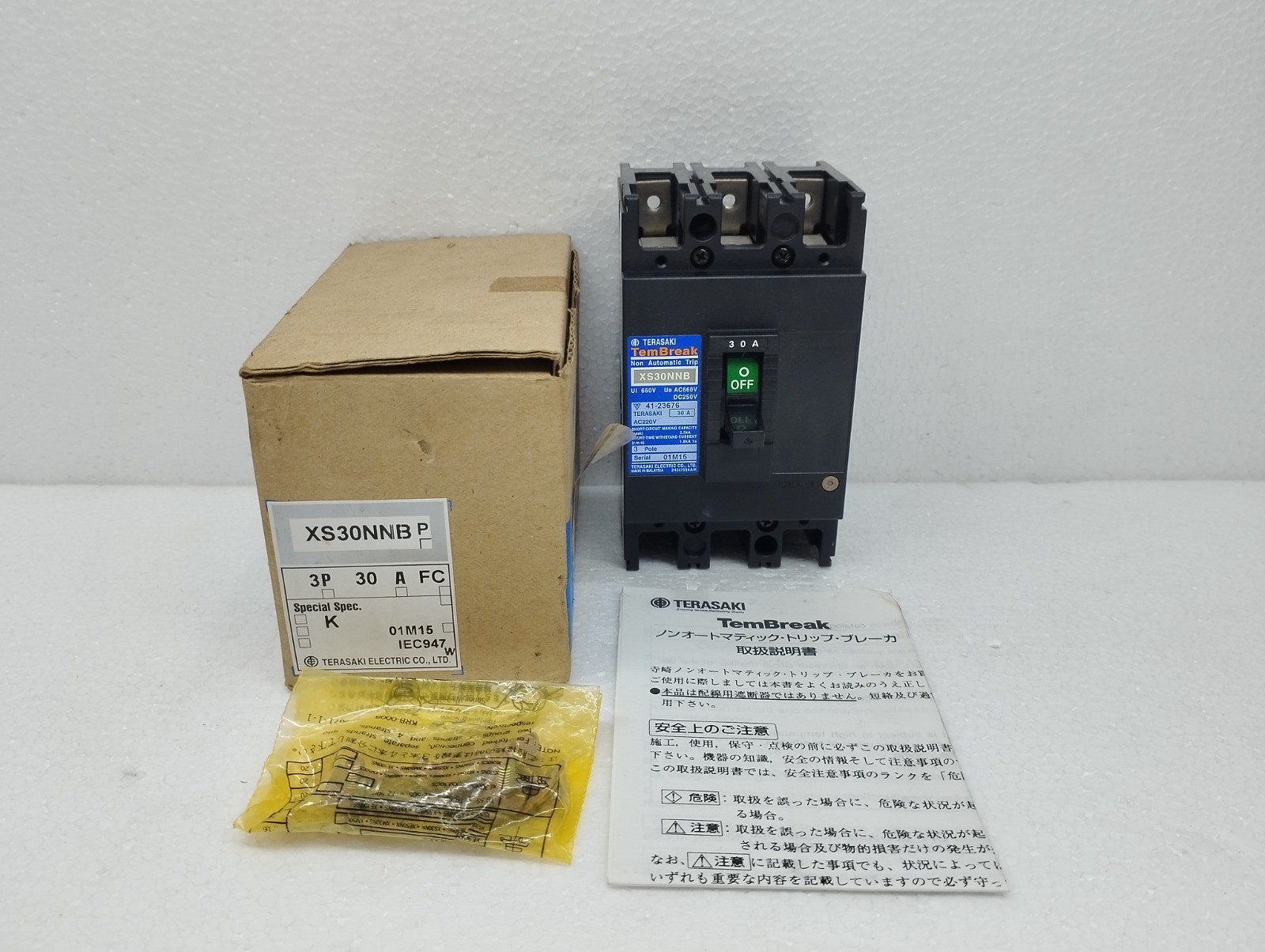 XS30NNB 30A TERASAKI TEMBREAK POLE TRIP Circuit Breaker NON-AUTOMATIC New