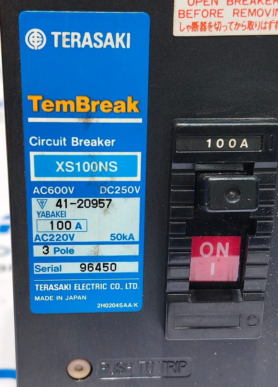 NEW TERASAKI XS100NS 3 POLE 100 AMP TemBreak CIRCUIT BREAKER AC600V DC250V