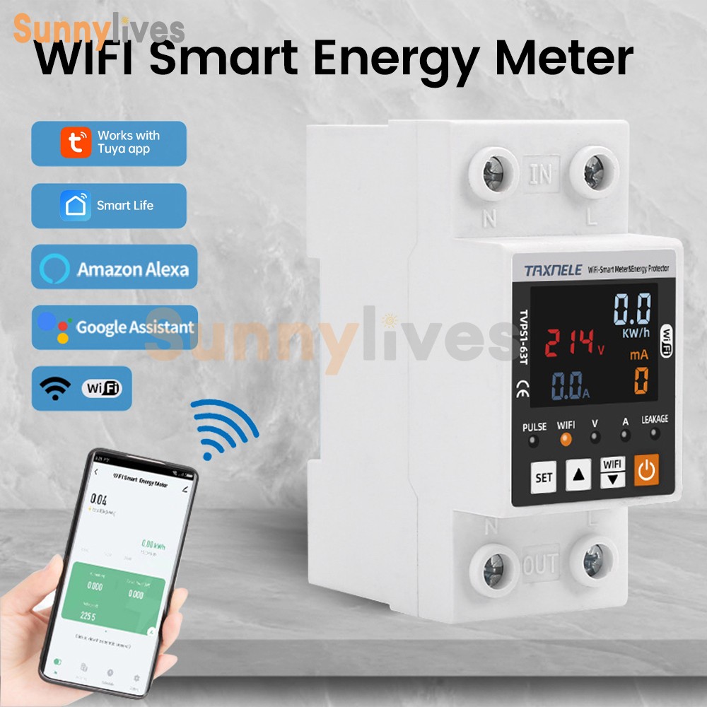 AC85~300V 63A Tuya WIFI Intelligent Control Single Phase Power Protector 50/60hz