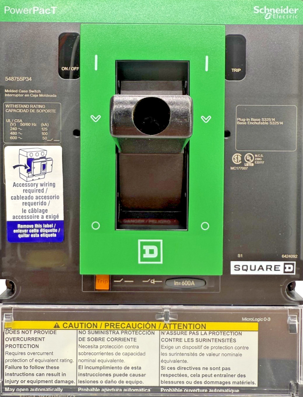 SQUARE D PowerPact LL 600 548755P34 Molded Case Switch 3P 600A – New Open Box