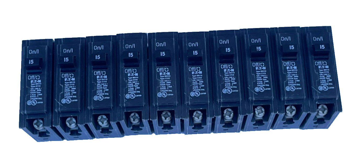 Eaton BR115 C115 Circuit Breaker 15 Am 1 Pole 120/240V (Lot of 10)