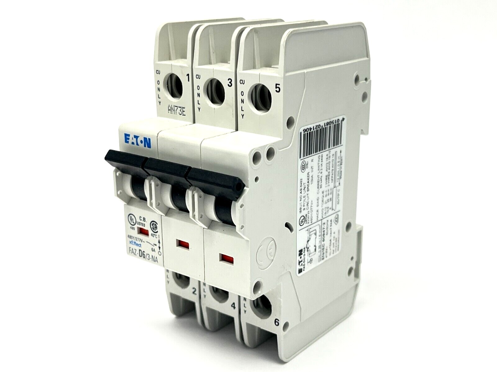 Eaton FAZ-D6/3-NA Circuit Breaker 6A 480Y/277V 3-Pole