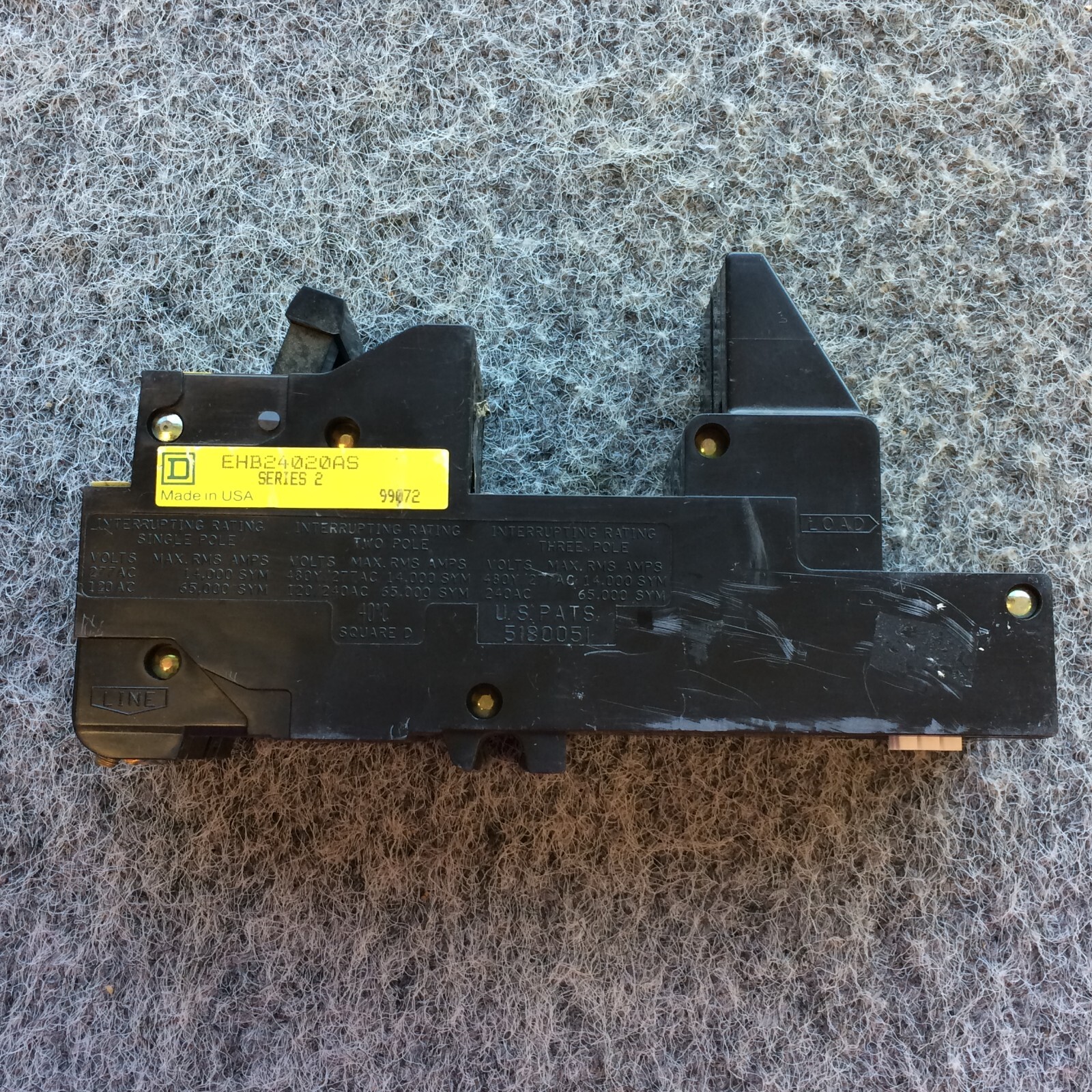 SQUARE D EHB24020AS, 20 Amp 480V, Remotely Operated Circuit Breaker – WARRANTY