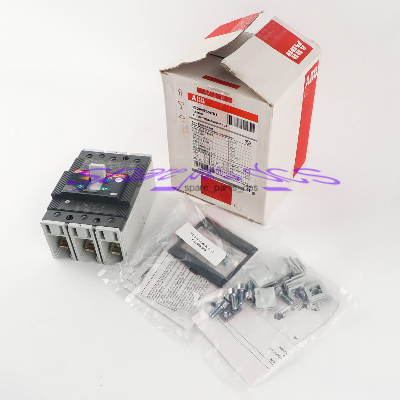 1PCS New ABB TMAX T3N250 TMD250/2500 FF 3P 250A 1SDA051247R1 Circuit Breaker