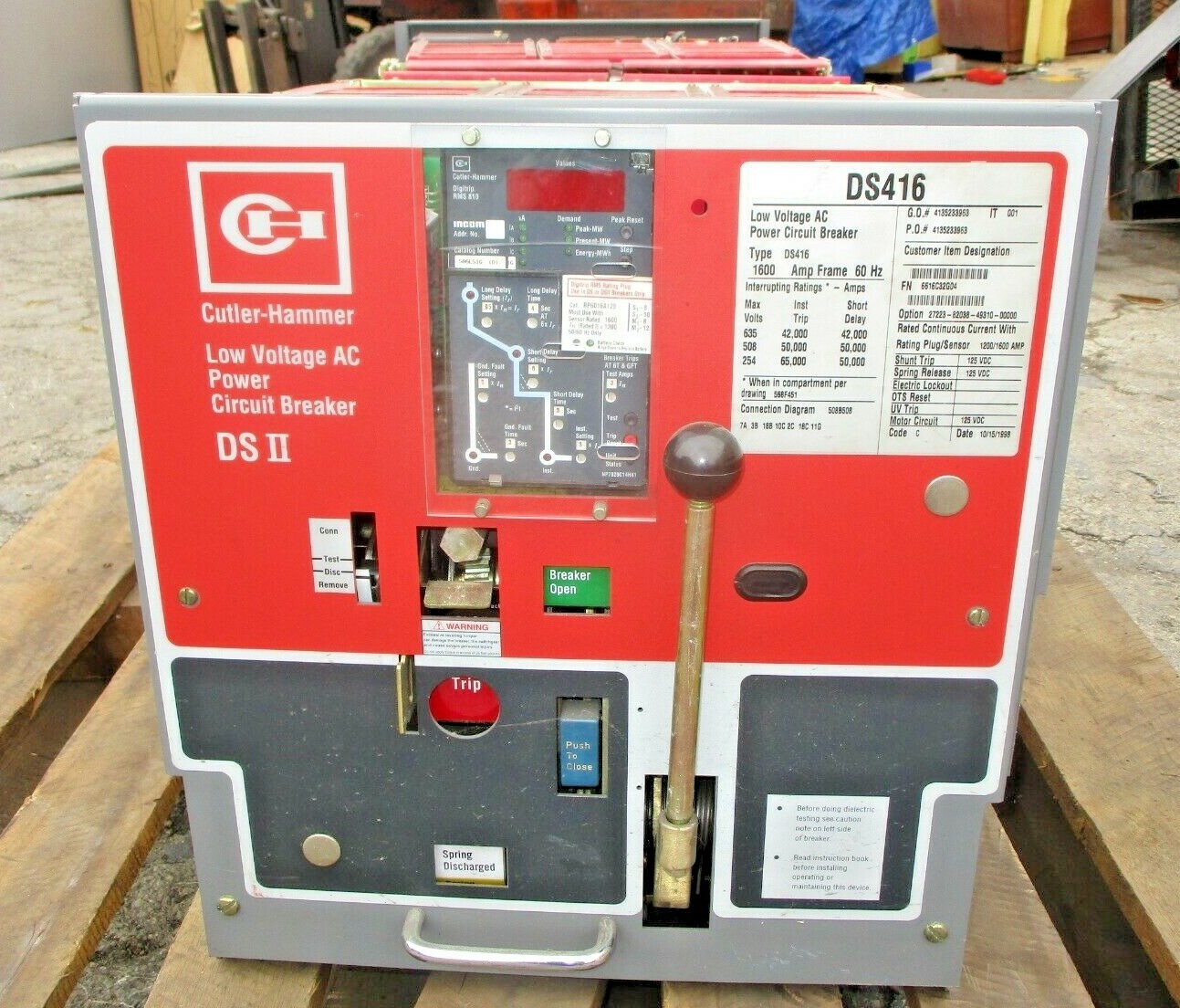 Cutler-Hammer DS416 1600A CIRCUIT Breaker LOW VOLTAGE AC POWER