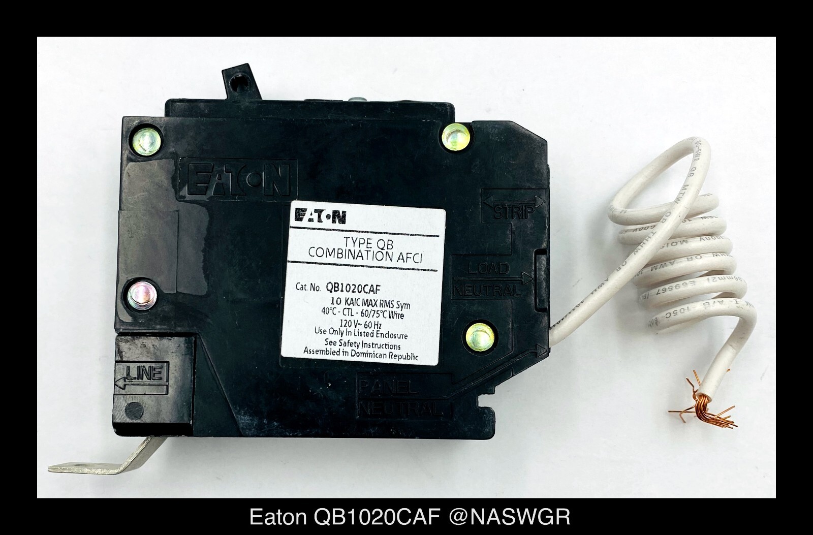 Eaton QB1020CAF Arc Fault Circuit Interrupter Breaker – 20 Amp – Unused