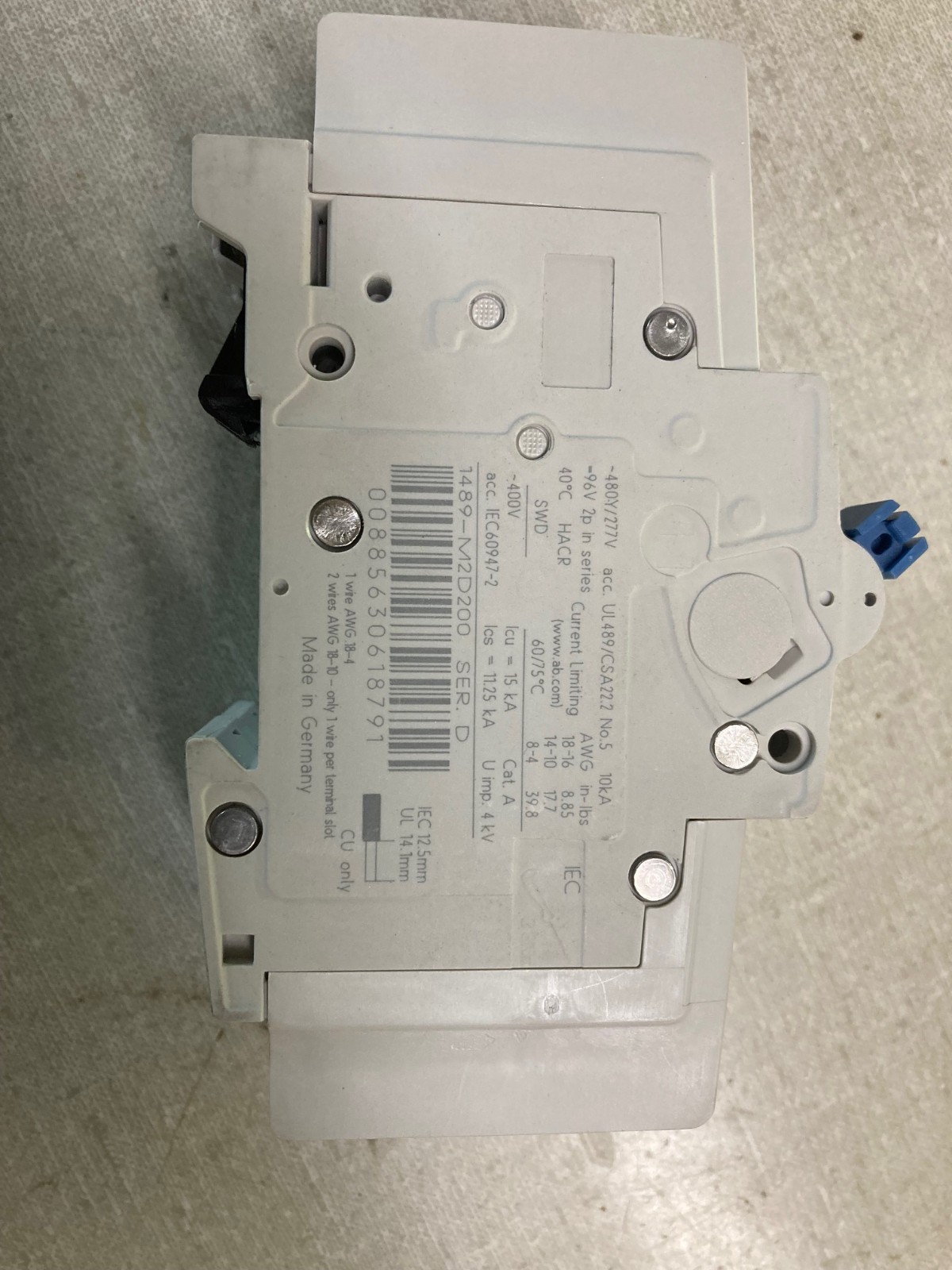 Allen-Bradley 1489-M2D100 10A 2-Pole Miniature Circuit Breaker Trip Curve D NEW