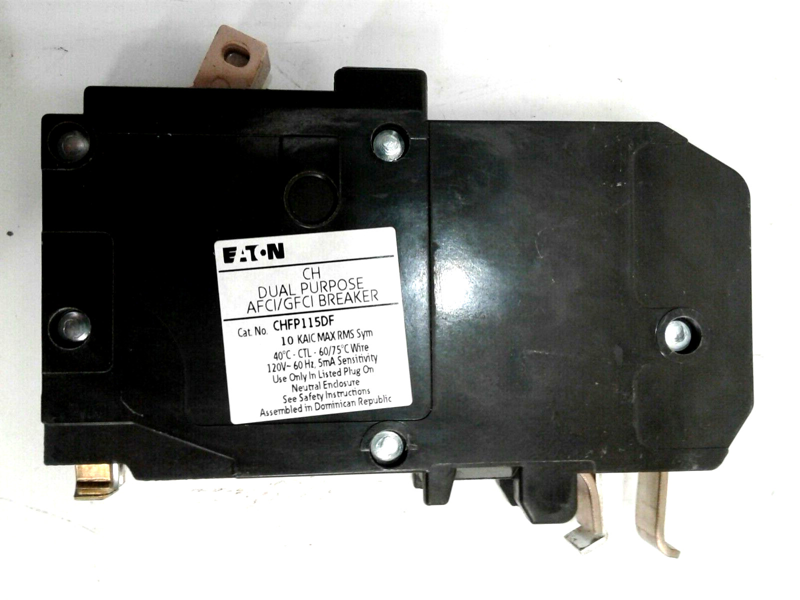 Eaton CHFP115DF Circuit Breaker 15A 1 Pole Plug On Neutral Combo AFCI/GFCI Qty 1