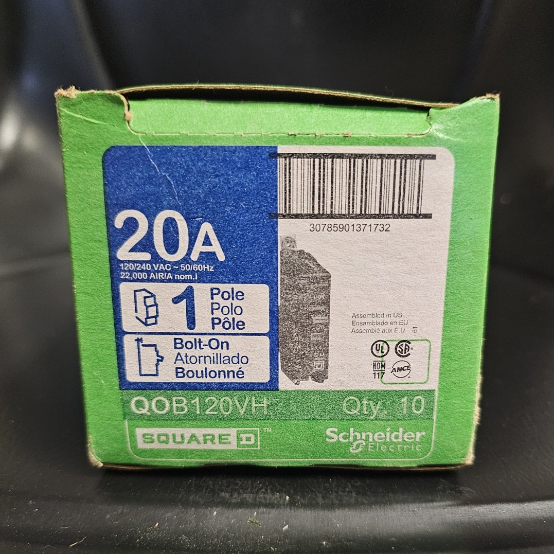Square D by Schneider Electric QOB120VH 20A 1-Pole Bolt-On Breaker 10-pack