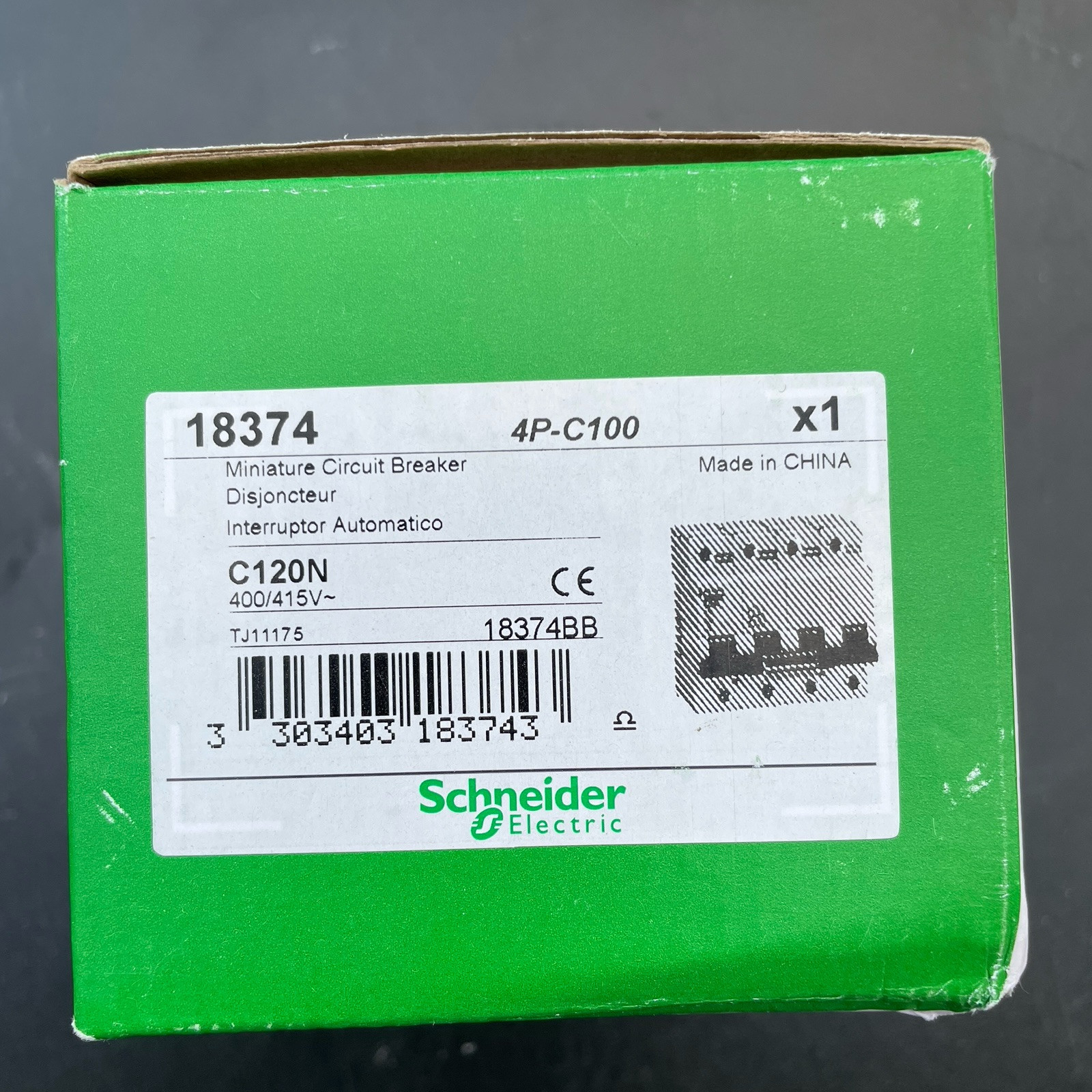SCHNEIDER CIRCUIT A9N18376 BREAKER Acti9 C120N MCB 4P C 125A 10000A 415V NEW