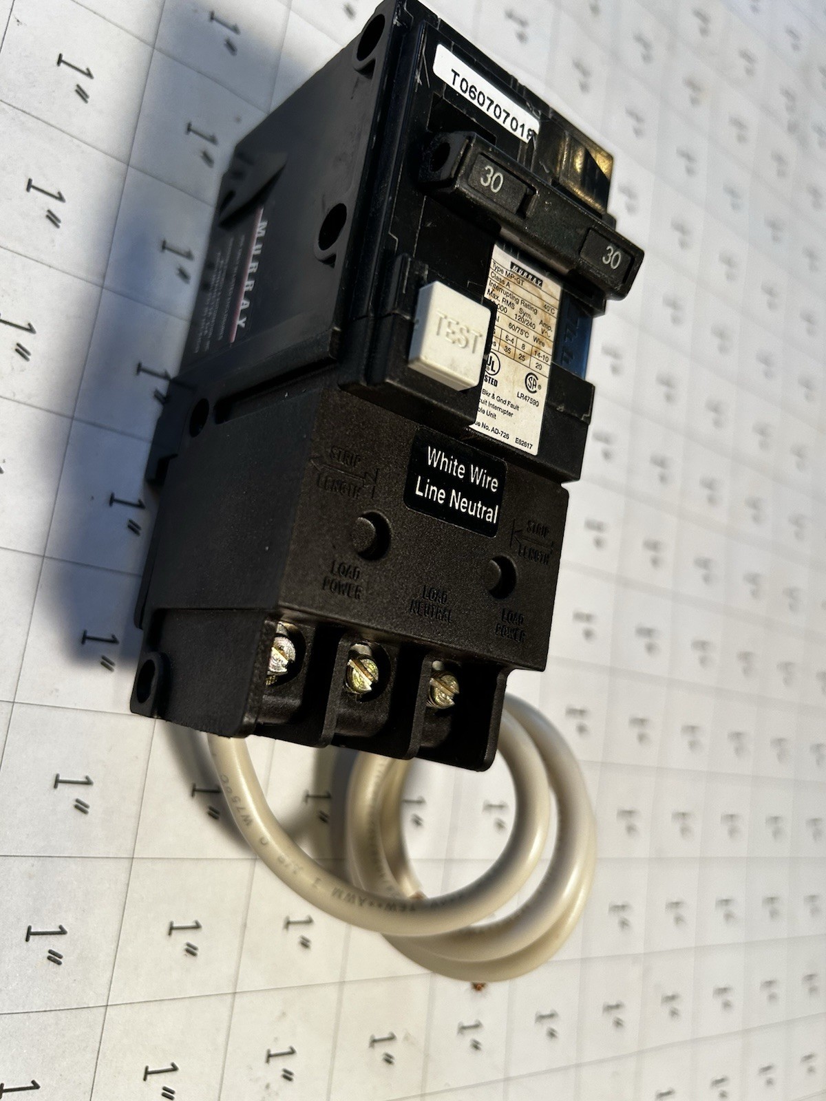 Murray AD-276 Circuit Breaker 30 Amp, 2 Pole, 120/240VAC, GFCI Pigtail Neutral