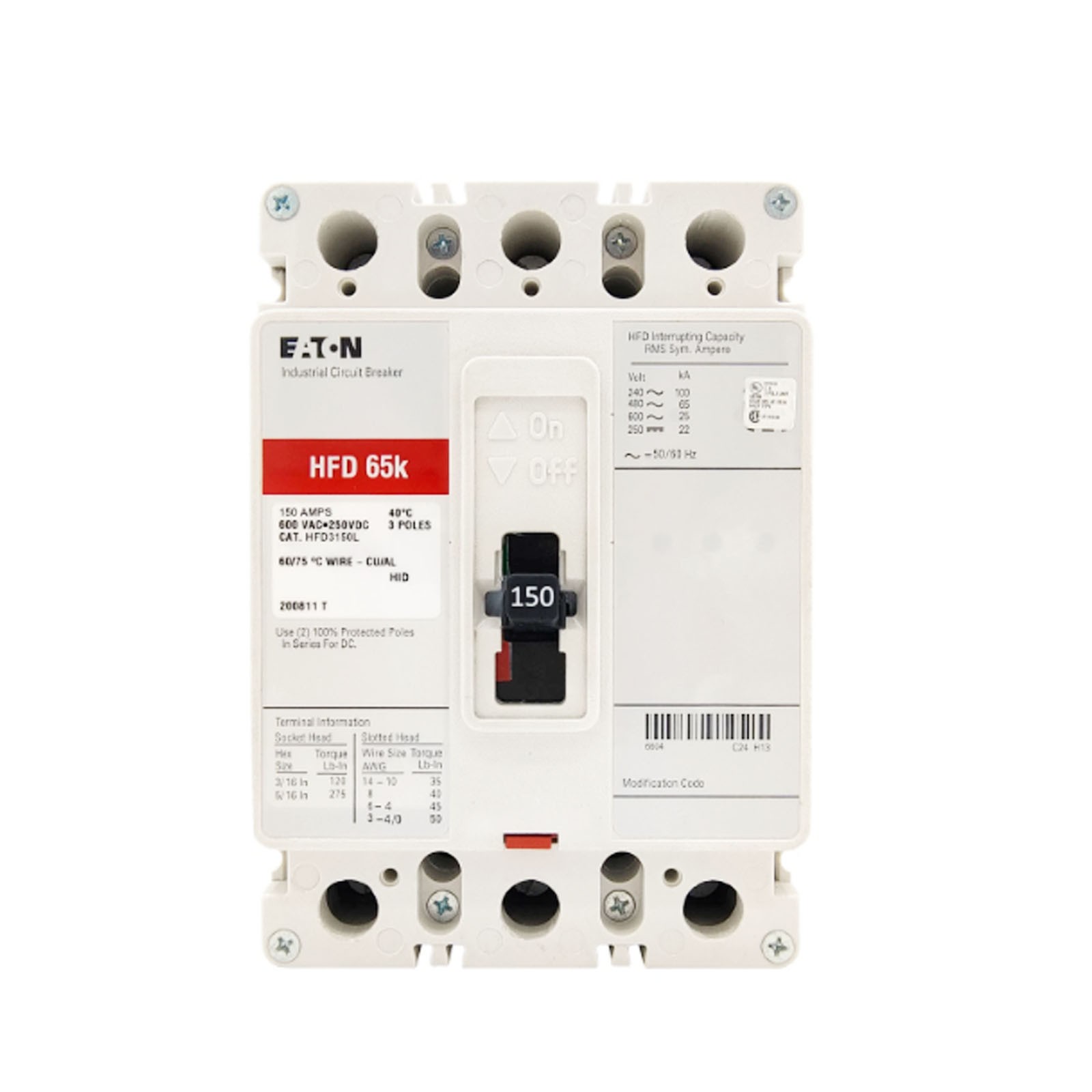 New Circuit Breakers EATON FD3150L CIRCUIT BREAKER 3P 150A 600V FD 35K