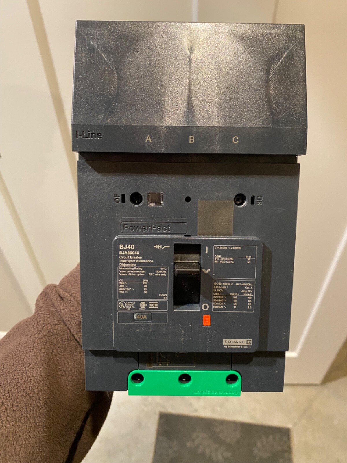 BJA36040 Square D Schneider Circuit Breaker 40amp 600v 3 pole