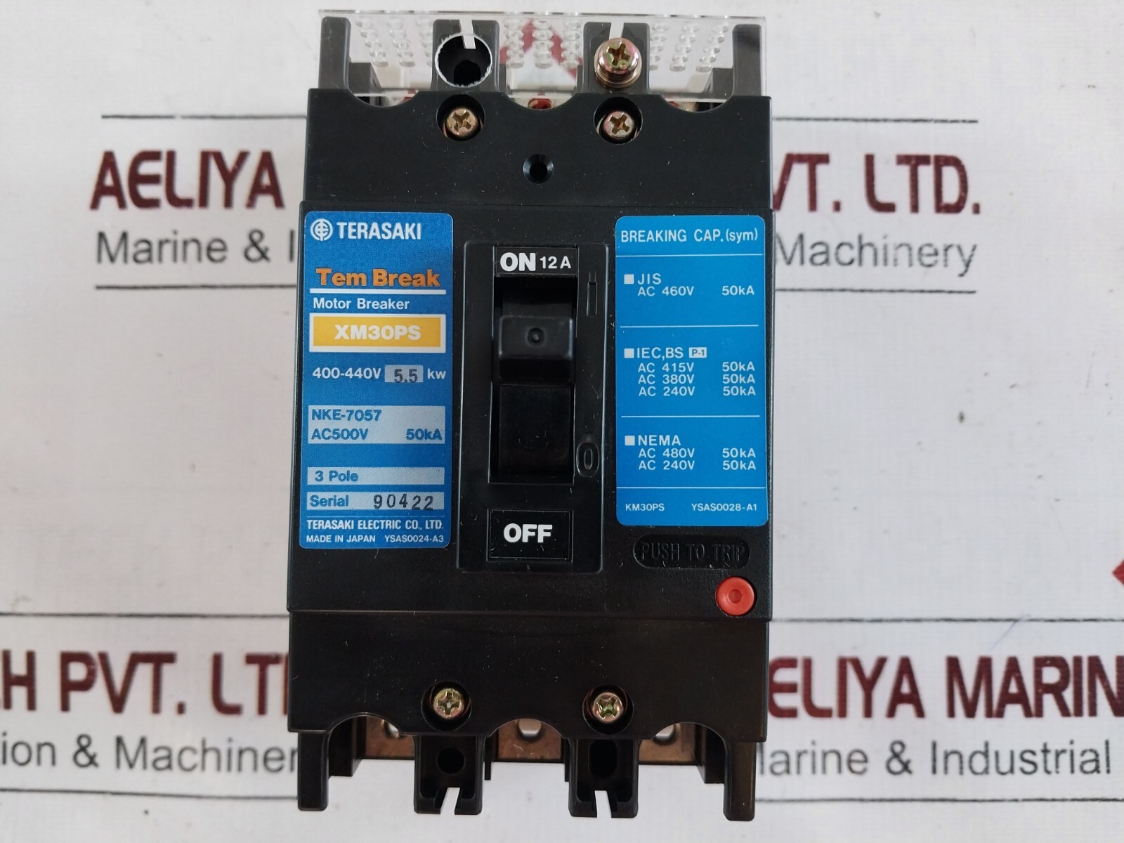 Terasaki XM30PS Motor Circuit Breaker 3-Pole 12Amp 400-440v