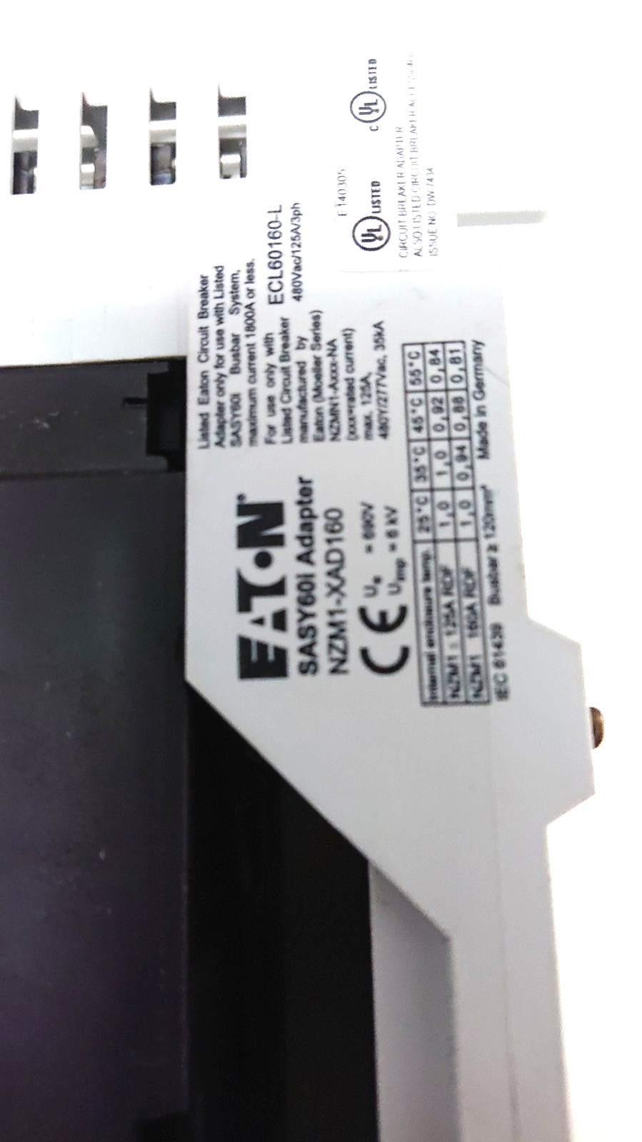 Eaton Moeller NZM 1 63A Circuit Breaker + Busbar Adapter XAD160