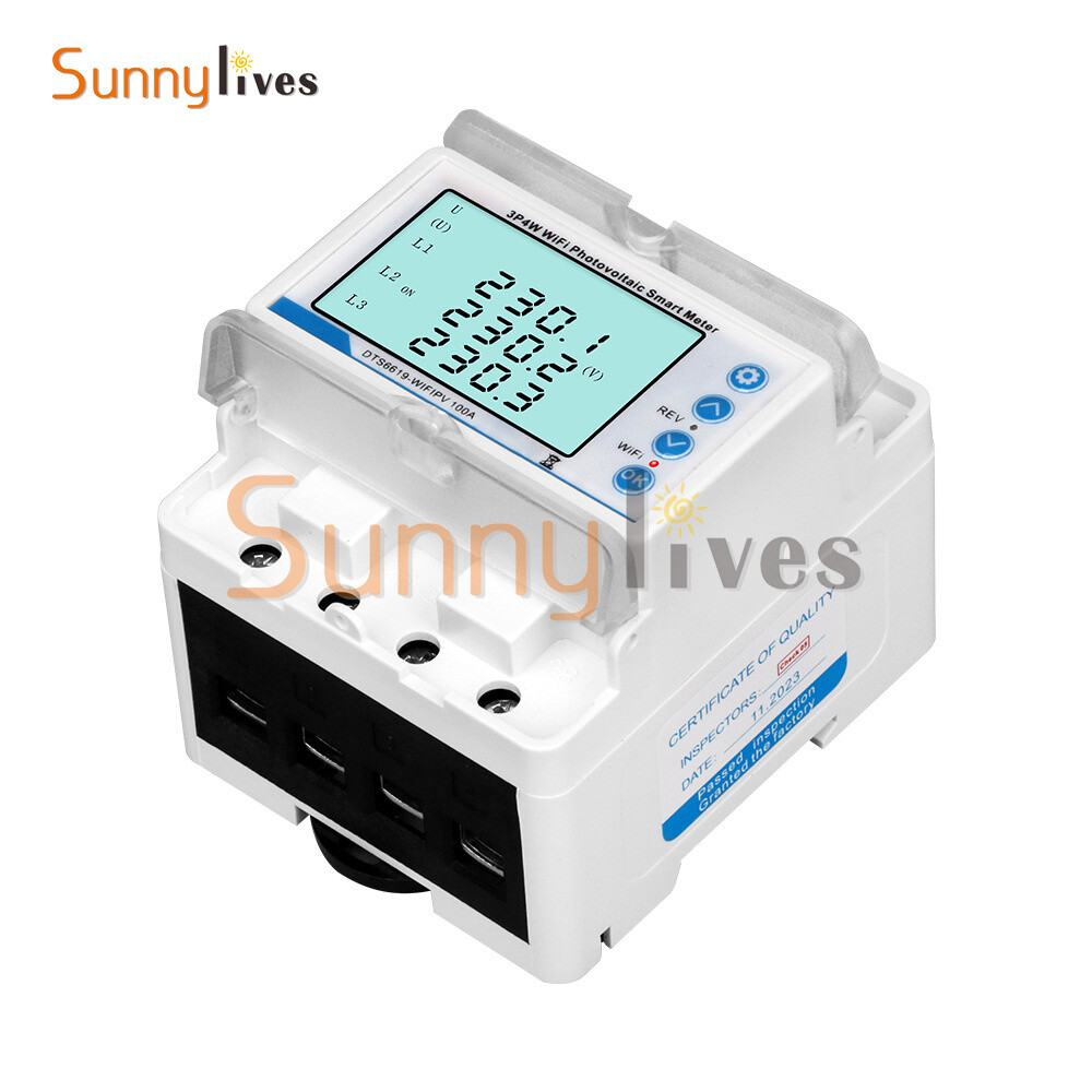 3-phase Tuya WiFi Overload Time Delay Energy Meter Limit Circuit Breaker 100A