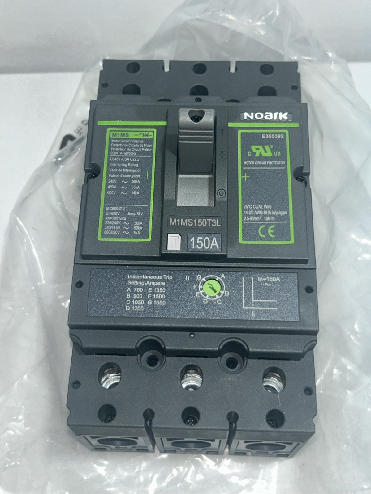 New Noark M1S150T3L Mounded Case Circuit Breaker, Protector
