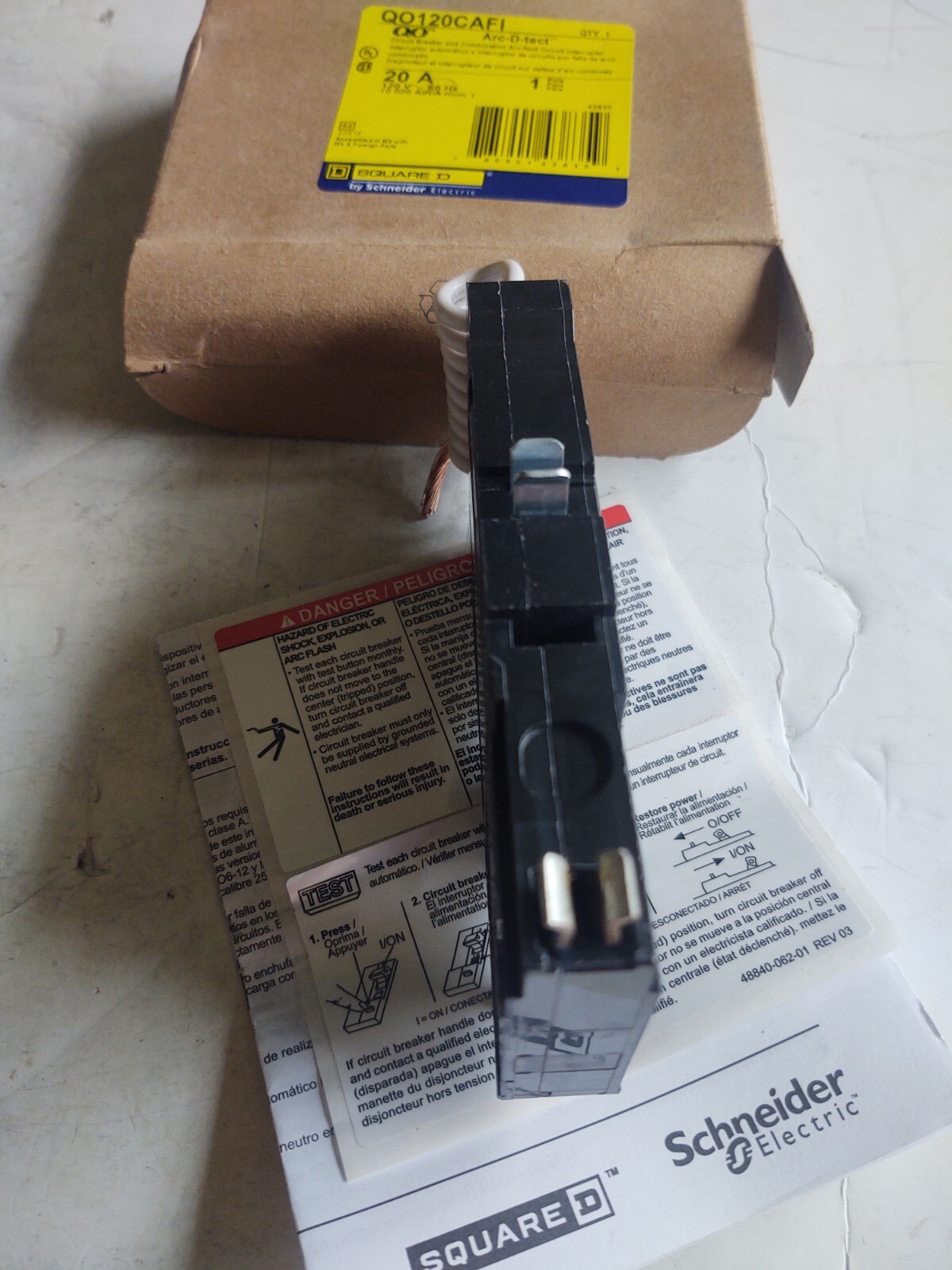 SQUARE D # QO120CAFI / CIRCUIT BREAKER and COMBINATION ARC-FAULT CIRCUIT.
