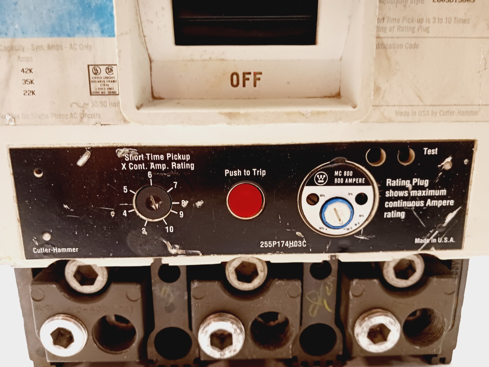 Westinghouse 800 Amp Circuit Breaker 3 Pole 600 VAC MDS3800F