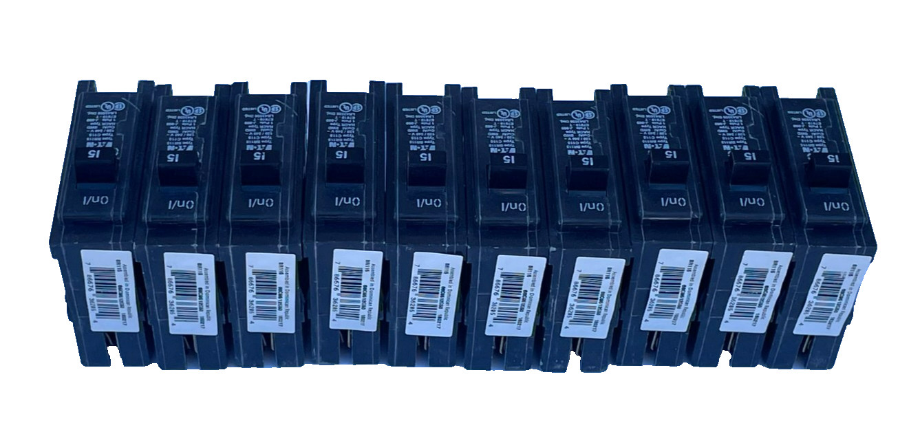 Eaton BR115 C115 Circuit Breaker 15 Am 1 Pole 120/240V (Lot of 10)