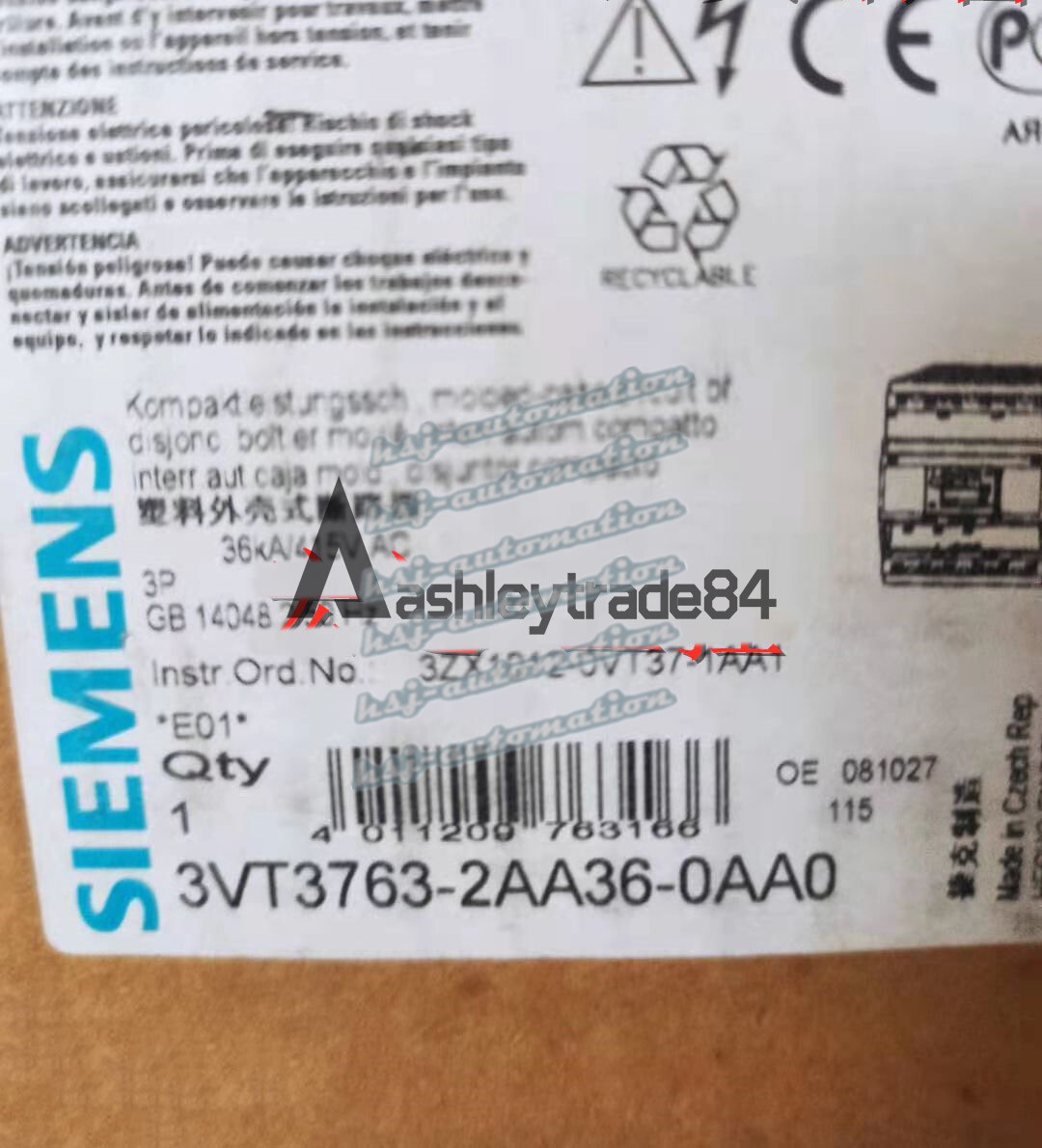 1PC New Siemens 3VT3763-2AA36-0AA0 Circuit Breaker 3VT3 763-2AA36-0AA0