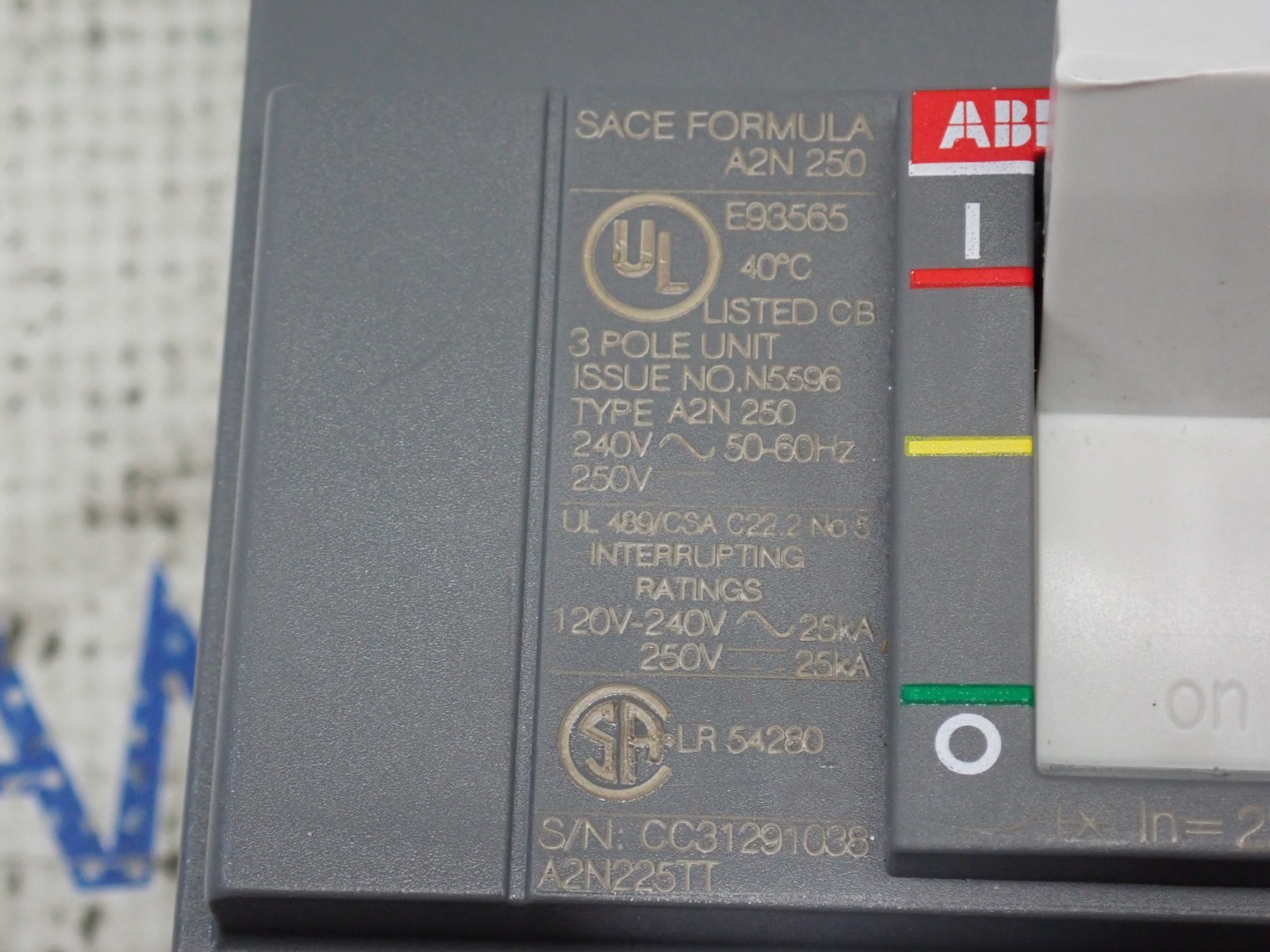 New ABB A2N225 1SDA069985R1 3P TMF 225 amp 25kA 240v Sace Formula Breaker