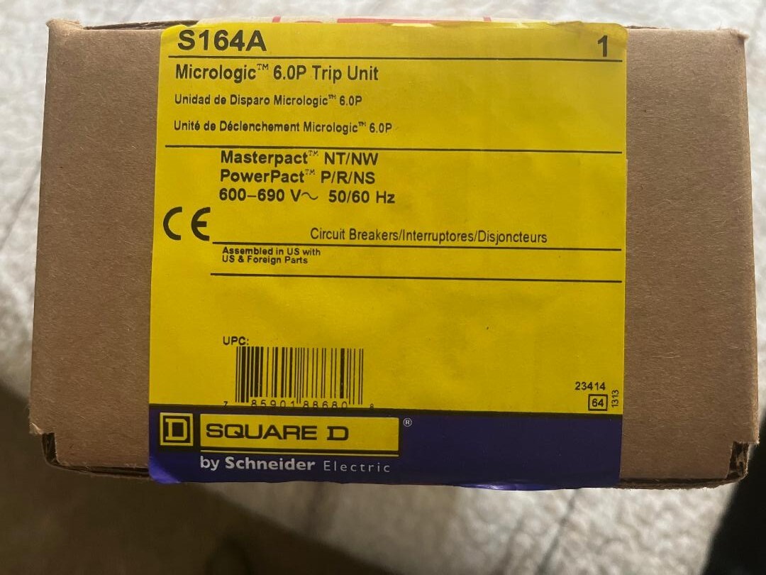 New Micrologic S164A Factory Sealed 6.0P Trip Unit with ERMS Square D