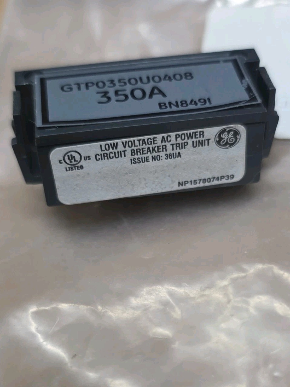 GE Spectra EntelliGuard TU GTP0350U0408 350amp circuit breaker Rating Plug