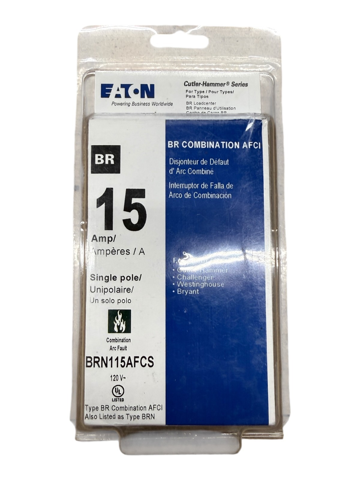 Eaton BRN115AFCS – 15 Amp – 1 Pole – BR Combination AFCI