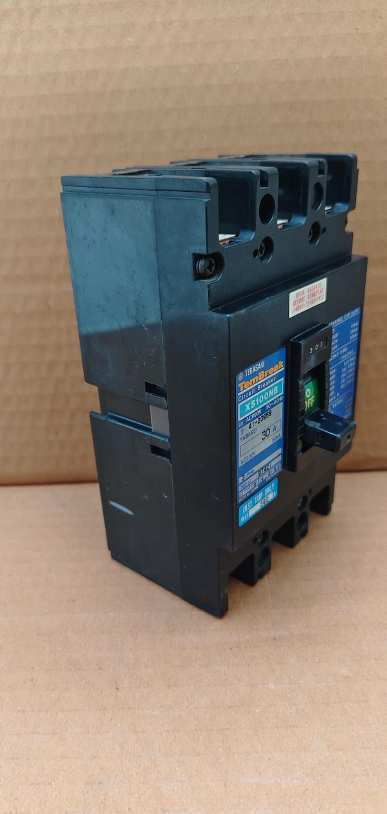 TERASAKI TEMBREAK XS100NB 30A 3 POLE CIRCUIT BREAKER AC 690V 50~60Hz 41-20959