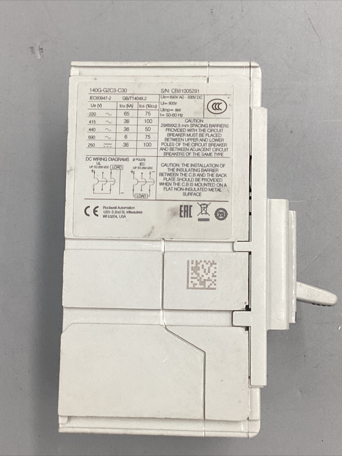 HOUSTON STOCK NEW AB 140G-G2C3-C30 TYPE 140G 30 A 600V FREE 2 DAY AIR SHIPPING