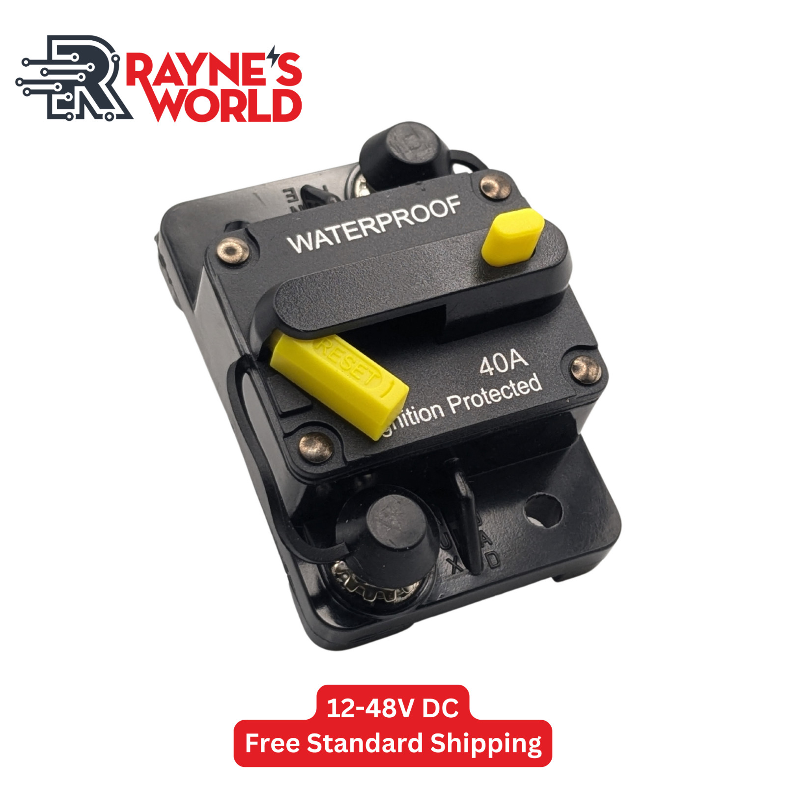 40 Amp Waterproof Yellow Circuit Breaker Auto/Marine/Solar 12-48V DC Man. Reset