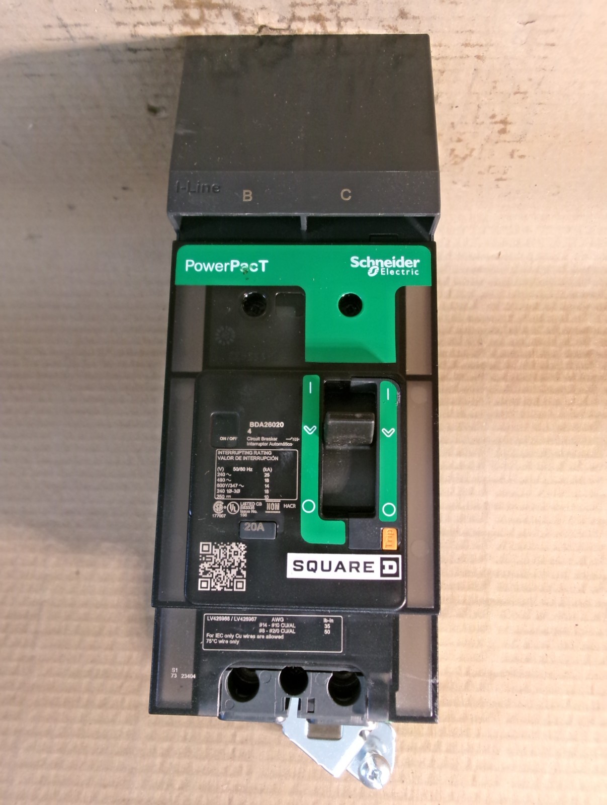 New Square D BDA260204 2 POLE 20 AMP 600V BC PHASE CIRCUIT BREAKER NNB FLAW #119