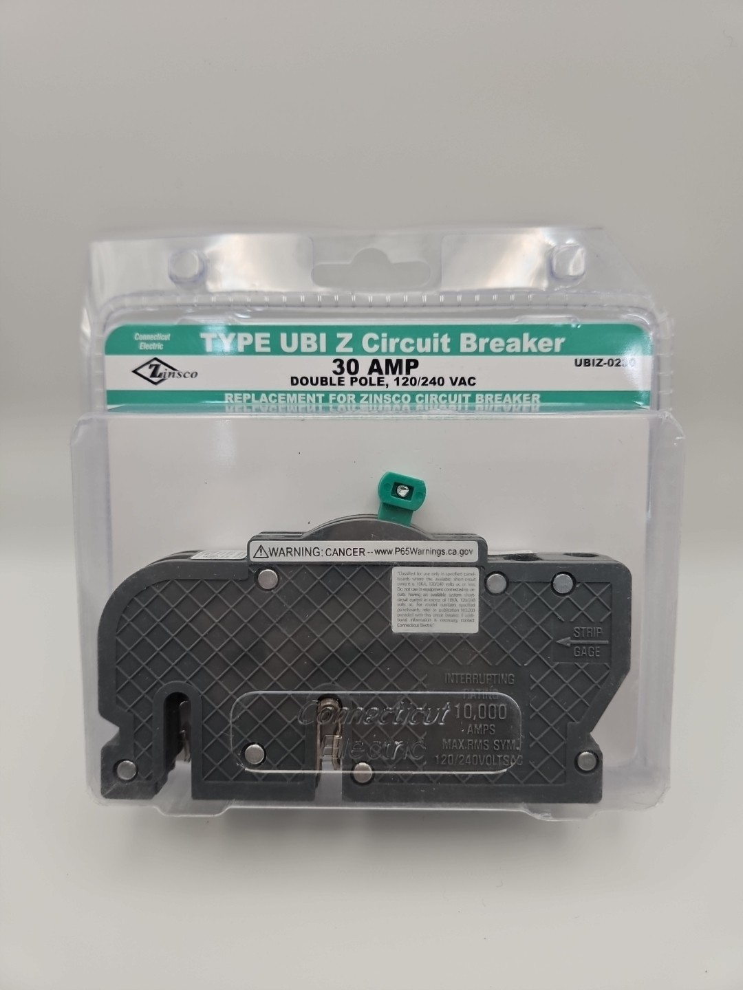 Connecticut Electric Type UBI Z Circuit Breaker, 30-Amp 2-Pole, Black L