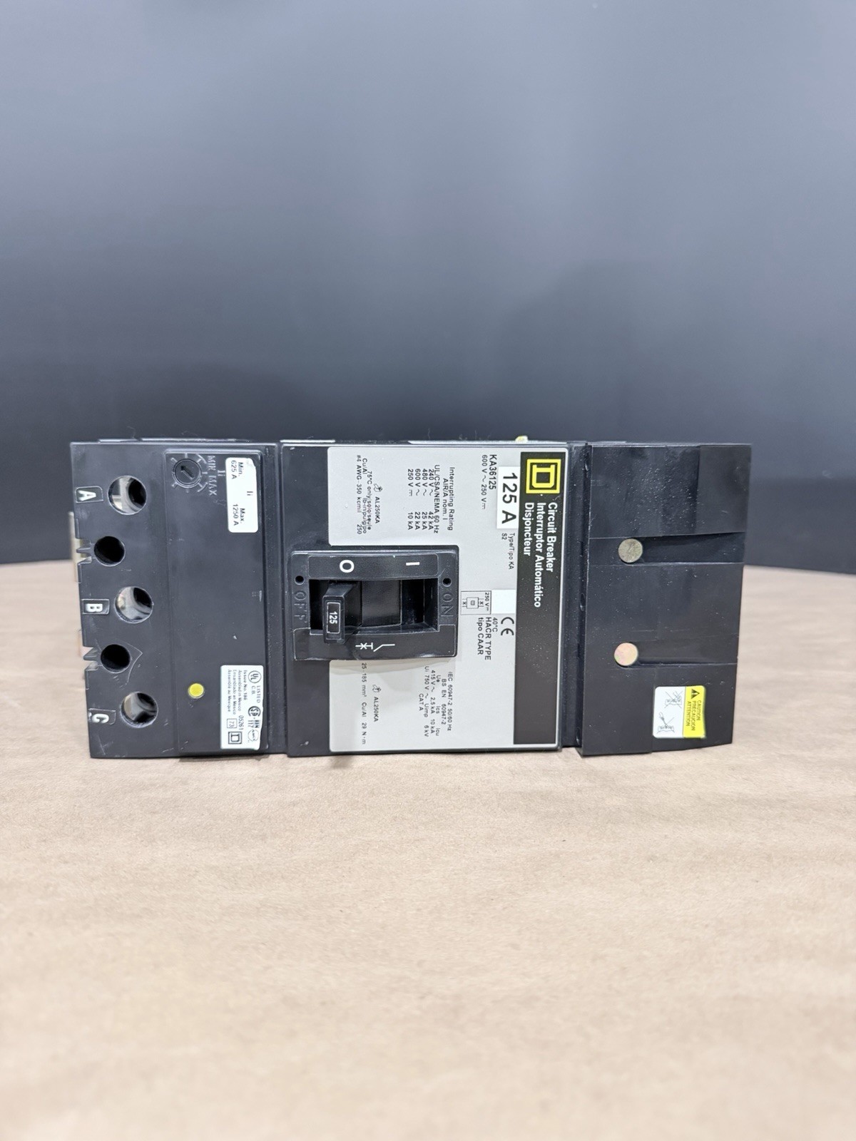 Square D KA36125 3P Circuit Breaker 125A 600V