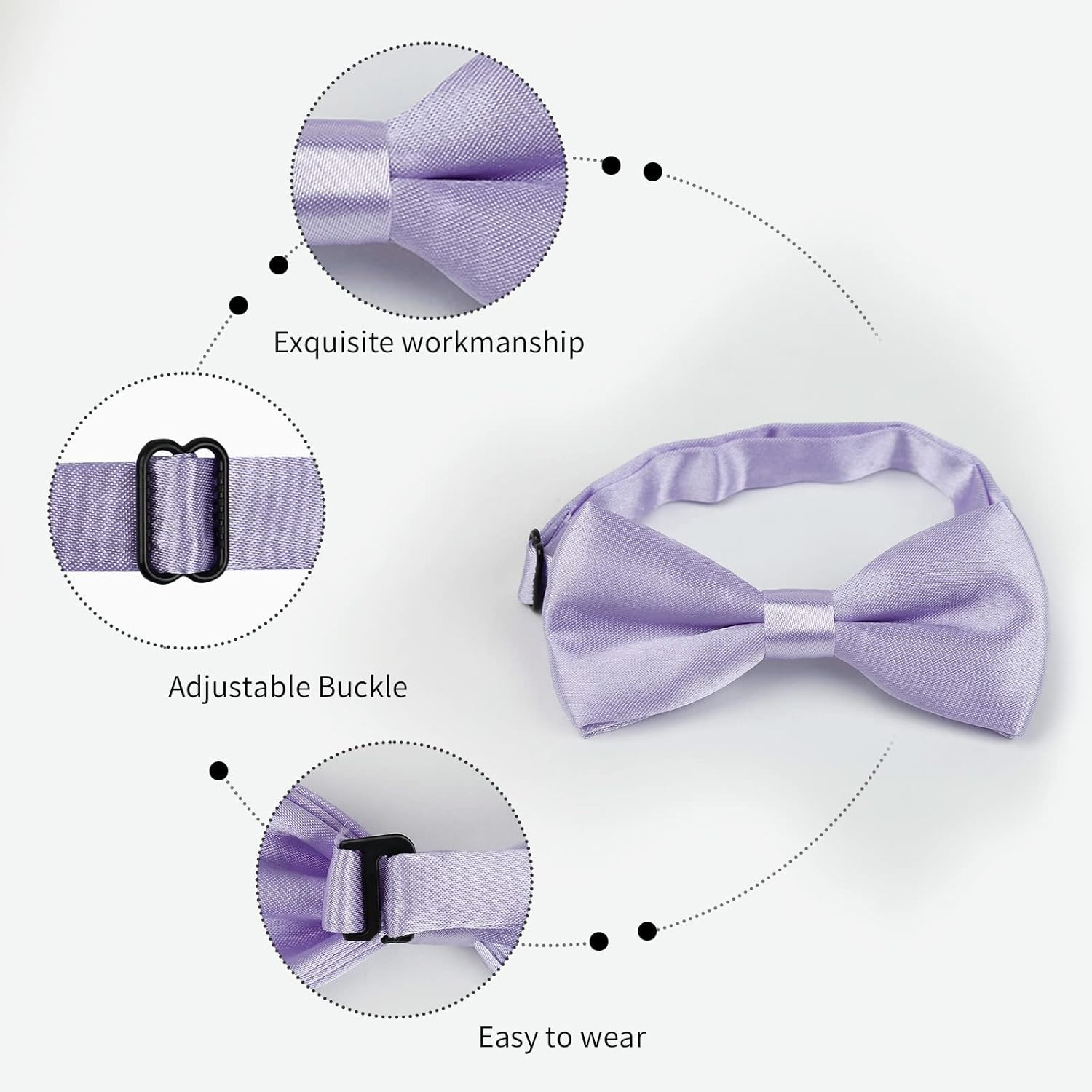 Solid Banded Adjustable Length Pre-tied Boy’s Bow Tie