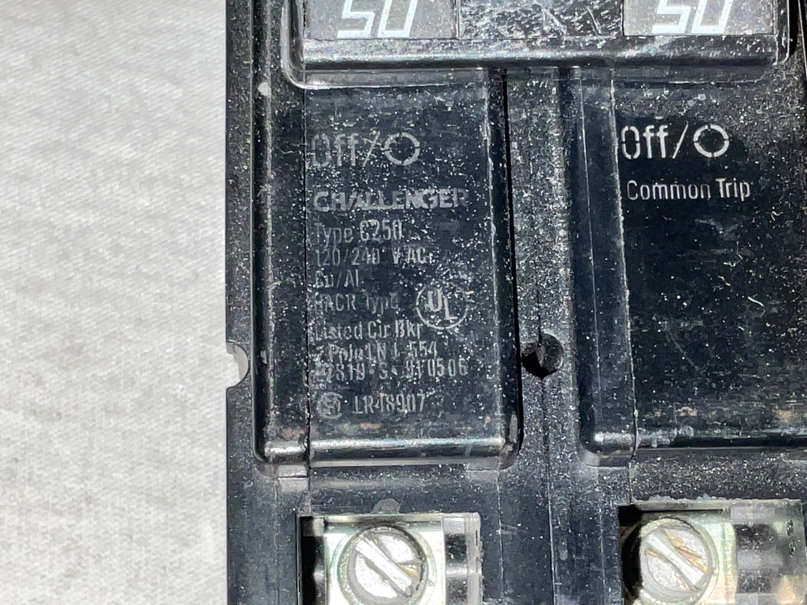 50A Challenger C250 Circuit Breaker 50 Amp 2 Pole 10kA 120/240V HACR