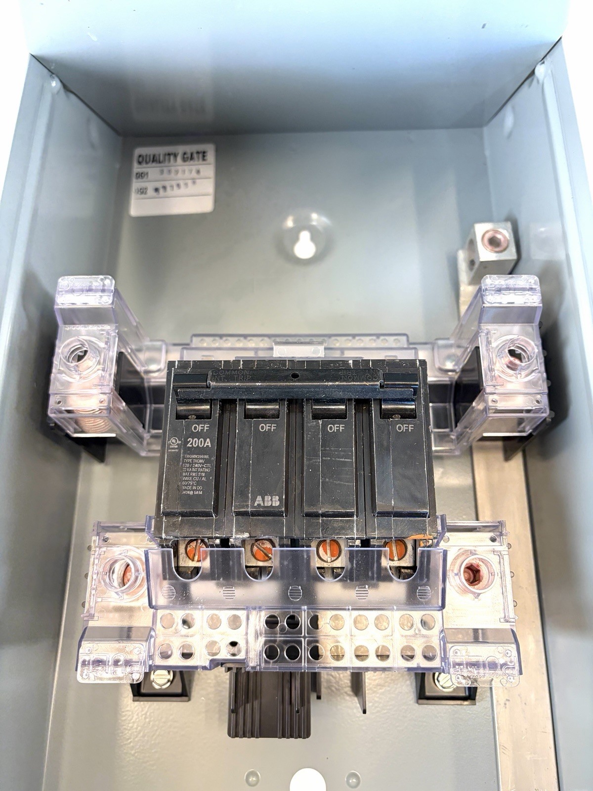 GE 200 Amp Outdoor Enclosed Circuit Breaker Surface Mounted Model THQMV200NREP