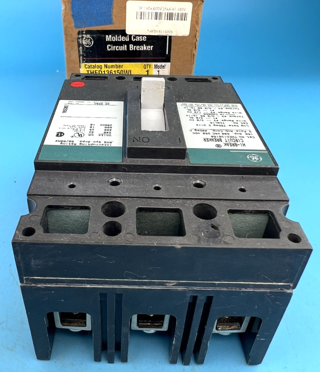 GE THED136150WL 150 Amp 3 Pole Molded Case Circuit Breaker 600V 150A — Brand New