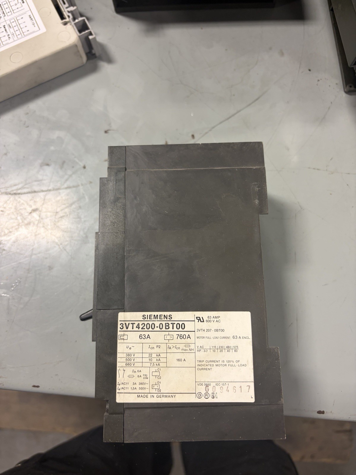 Siemens 3VT4200-0BT00 Circuit Breaker 63A 3P USED
