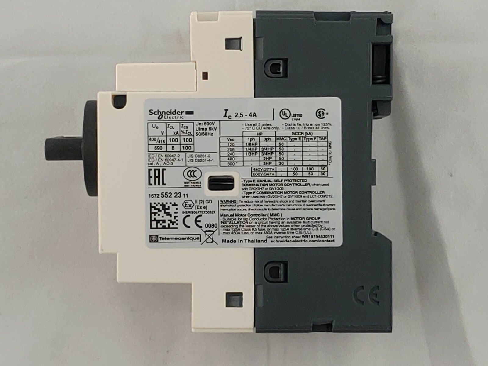Schneider GV2P08 Motor Circuit Breaker 2.5-4 A